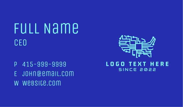 American Cyber Tech Company Business Card Design Image Preview