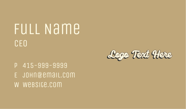 Retro White Wordmark Business Card Design Image Preview