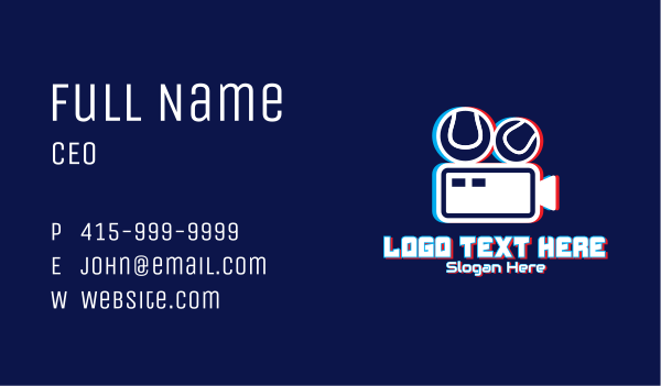 Glitchy Sports Vlogger Business Card Design Image Preview
