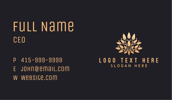 Golden Leaves Branch Business Card Design Image Preview