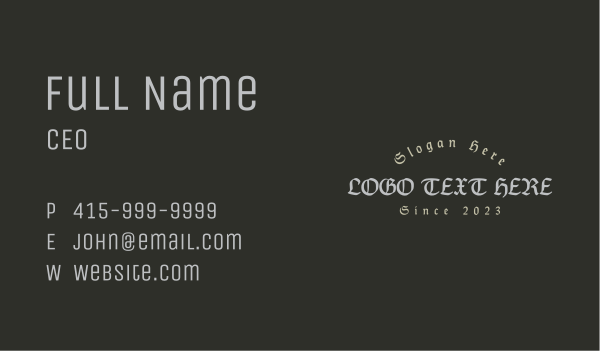 Gothic Typography Wordmark Business Card Design Image Preview