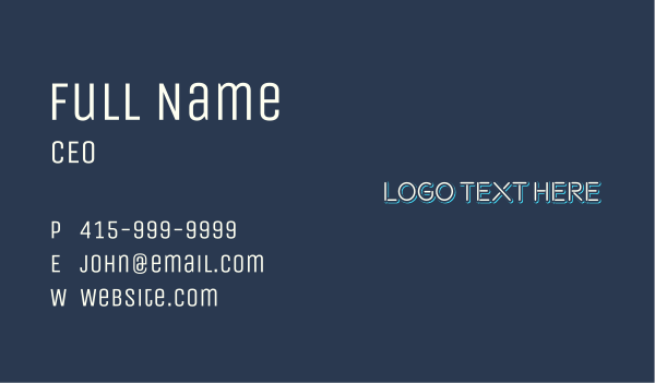 Neon Business Wordmark Business Card Design Image Preview