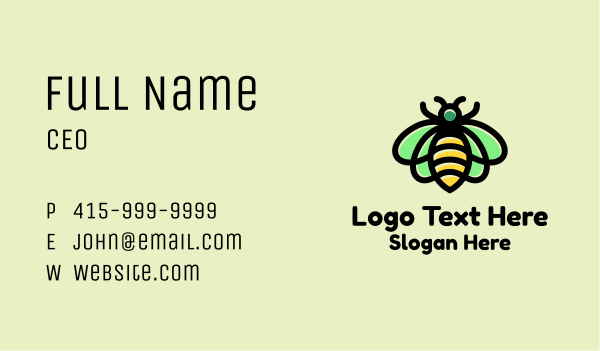 Monoline Honeybee Insect Business Card Design Image Preview