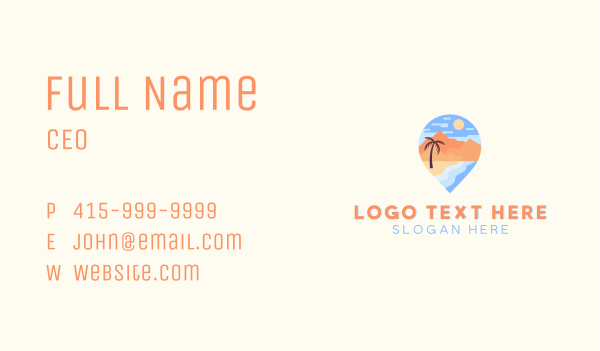 Beach Island Tropical Vacation Business Card Design Image Preview