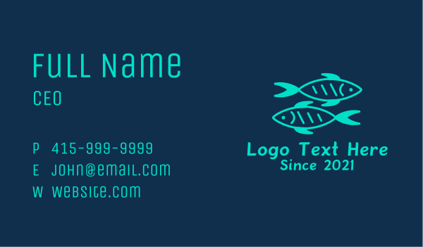 Green Twin Fish  Business Card Design Image Preview