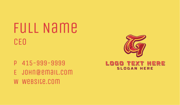 Graffiti Art Letter G Business Card Design Image Preview