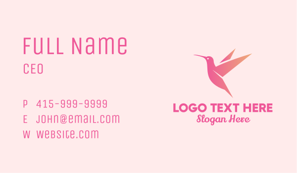 Gradient Pink Hummingbird Business Card Design Image Preview
