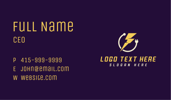 Power Plug Lightning Bolt Business Card Design Image Preview