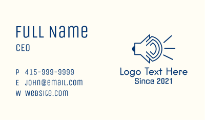 Blue Megaphone Outline  Business Card Image Preview