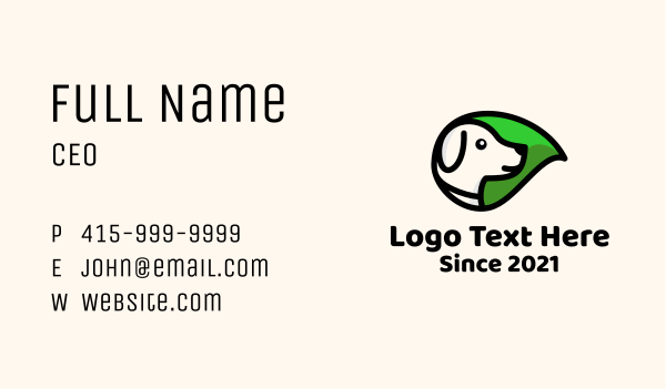 Organic Leaf Dog Business Card Design