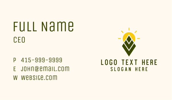 Farming Leaf Sun Business Card Design Image Preview