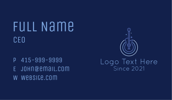 Blue Monoline Electric Guitar Business Card Design Image Preview