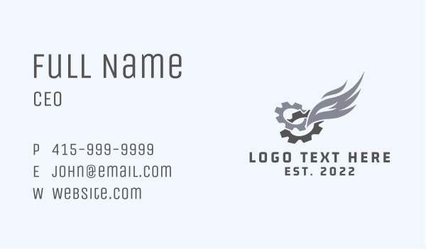 Industrial Gear Wings Business Card Design Image Preview