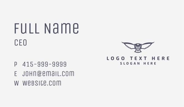 Avian Owl Bird Business Card Design Image Preview