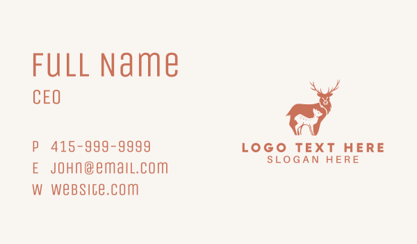 Wildlife Deer & Fawn Business Card Design Image Preview