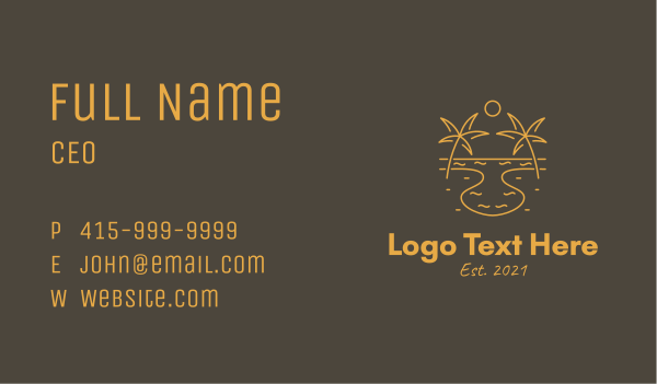 Tropical Lagoon Sunset Business Card Design Image Preview