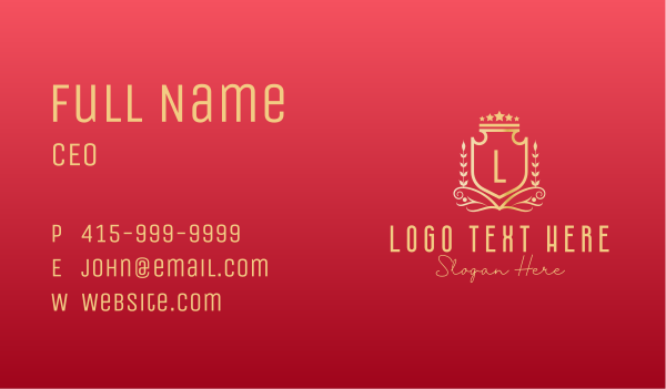 Golden Wreath Shield Lettermark Business Card Design Image Preview