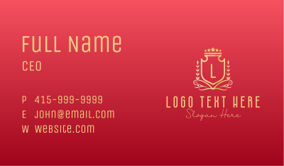 Golden Wreath Shield Lettermark Business Card Image Preview