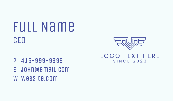 Wings Aviation Letter V  Business Card Design Image Preview