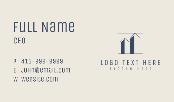 Minimalist Corporate Building Business Card Design Image Preview