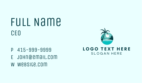 Beach Palm Tree Getaway Business Card Design Image Preview