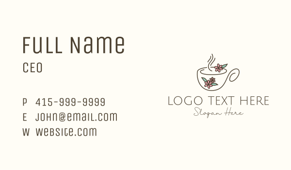 Floral Tea Cup Business Card Design Image Preview