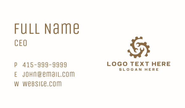 Industrial Cog Wrench Business Card Design Image Preview