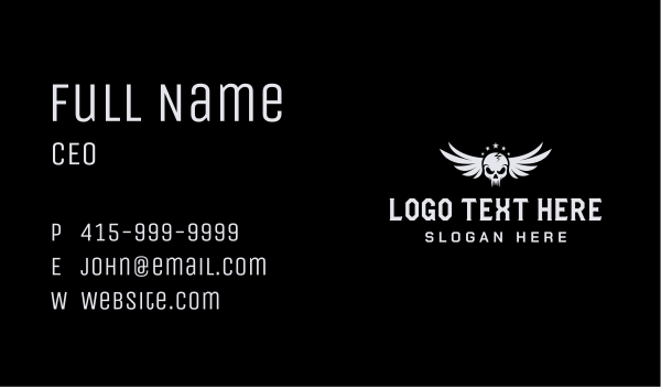 Skull Wings Aviation Business Card Design Image Preview