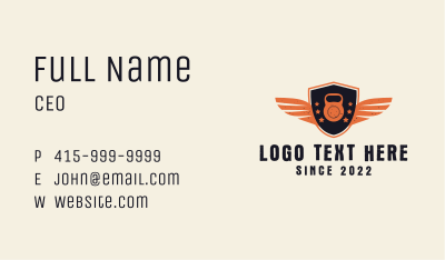 Kettlebell Wings Shield Business Card Image Preview