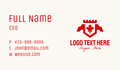 Red Canadian Maple Crest Banner Business Card Image Preview