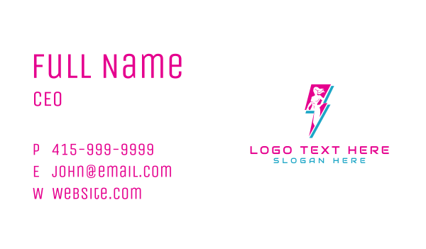 Lightning Superhero Woman Business Card Design Image Preview