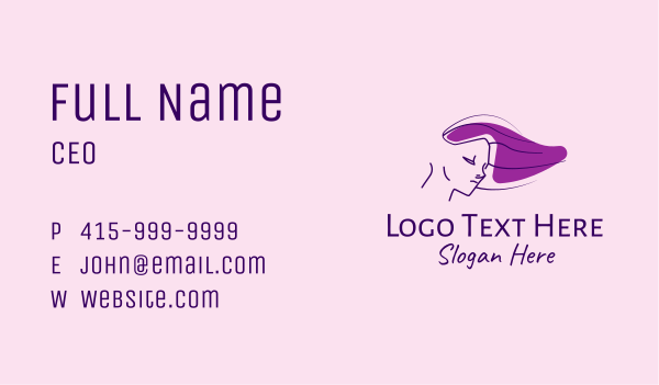 Purple Hair Lady  Business Card Design Image Preview