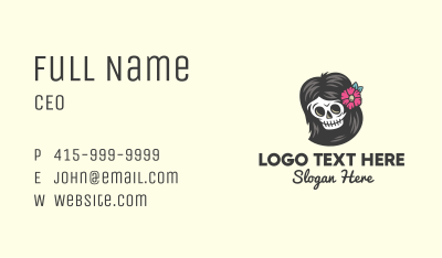 Daisy Skull Lady Business Card Image Preview