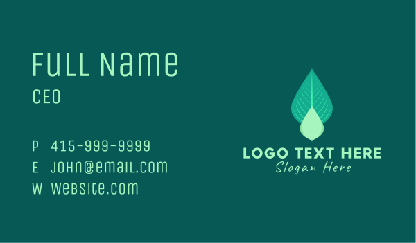 Natural Leaf Droplet Business Card Design Image Preview