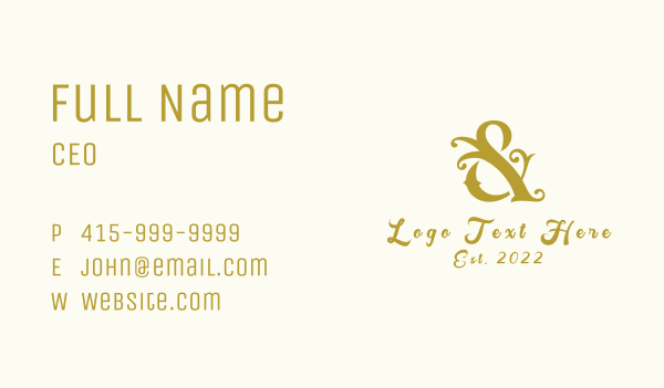 Gold Stylish Ampersand Business Card Design Image Preview