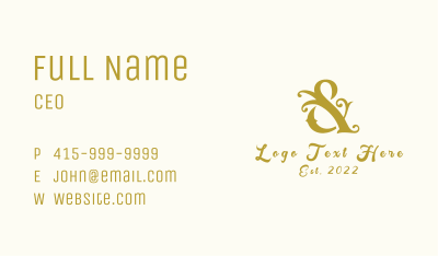 Gold Stylish Ampersand Business Card Image Preview