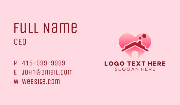 Pink Heart House Business Card Design Image Preview