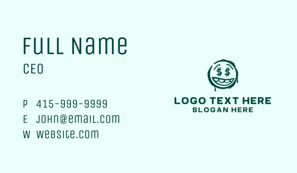 Graffiti Dollar Face Business Card Design Image Preview