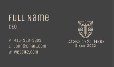 Legal Justice Shield Business Card