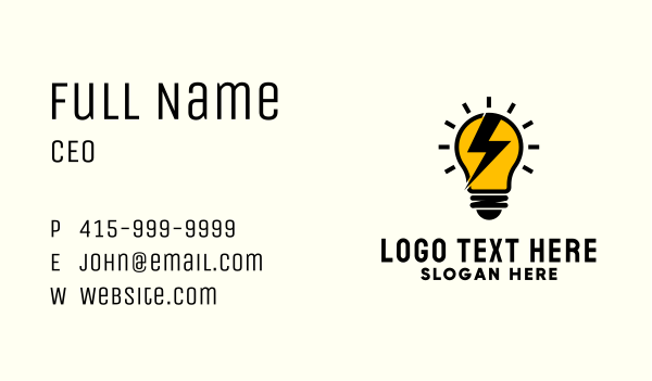 Lightbulb Lightning Energy Business Card Design Image Preview