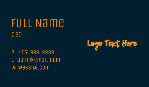 Brush Script Glow Business Card Design Image Preview