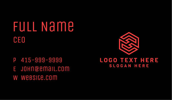 Red Futuristic Maze Letter H Business Card Design Image Preview