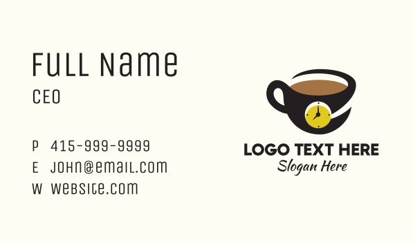 Coffee Clock Mug  Business Card Design Image Preview