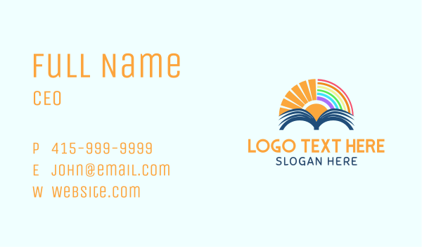 Sunrise Book Rainbow Business Card Design Image Preview