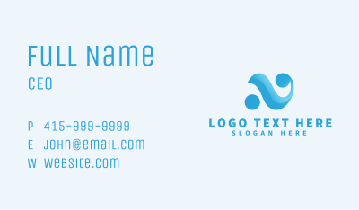 Abstract Wave Letter N Business Card Image Preview