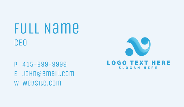 Abstract Wave Letter N Business Card Design Image Preview
