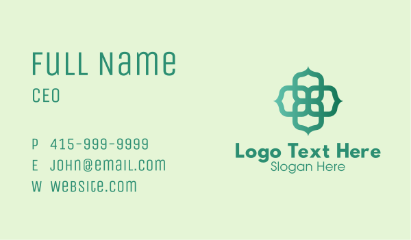 Green Minimalist Radial Clover  Business Card Design Image Preview