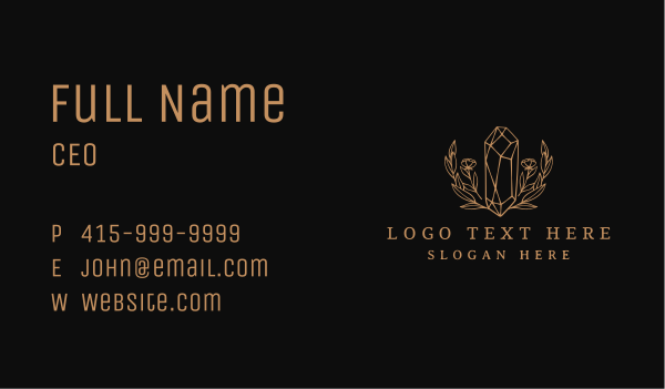 Golden Floral Gemstone  Business Card Design Image Preview