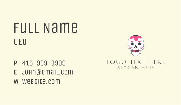 Festive Floral Skull Business Card Design Image Preview