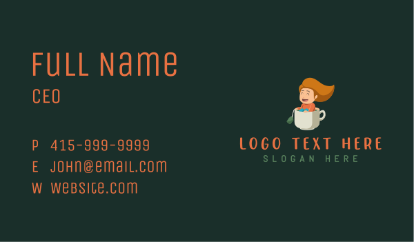  Cute Tea Cup Girl Business Card Design Image Preview